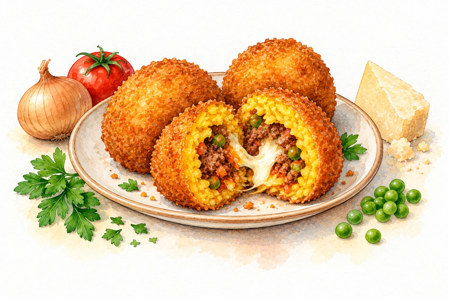 Arancine Siciliane served in a rustic Mediterranean setting