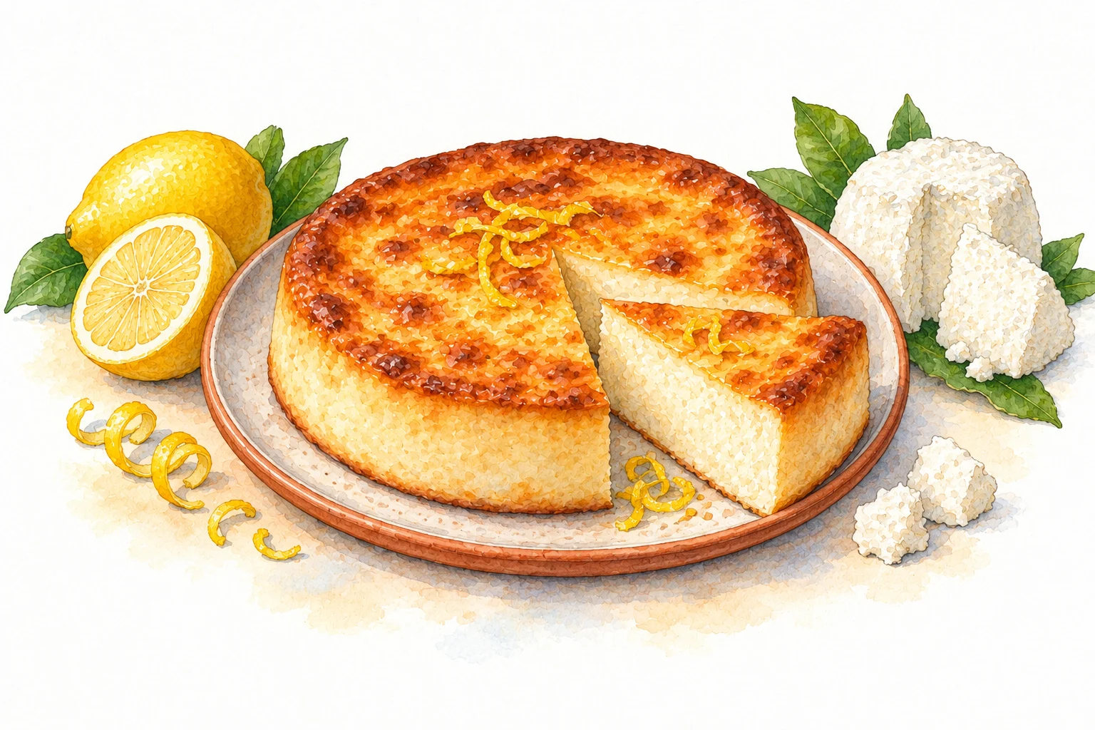 Fiadone Corse served in a rustic Mediterranean setting