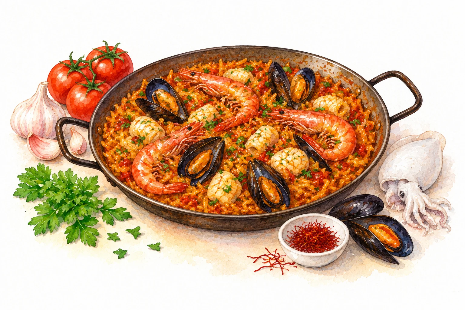 Fideuà served in a rustic Mediterranean setting