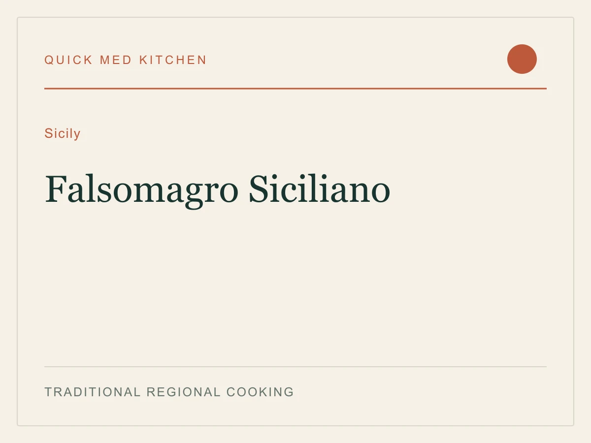 Editorial recipe cover for Falsomagro Siciliano, from Sicily