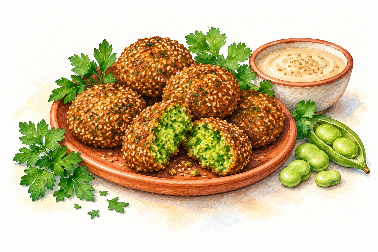 Ta'ameya served in a rustic Mediterranean setting